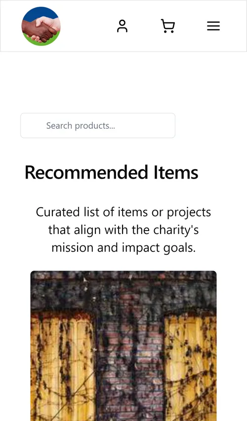 The same storefront on a phone, with the category list collapsed behind a menu and the product grid reflowed to a single column.